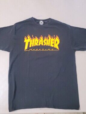 Thrasher Men's Black Flame Logo Short Sleeve T-shirt Medium